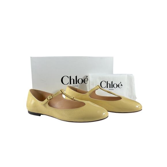 Chloe Patent Leather Sleepy Beige Marcie Mary Jane Flats Size IT 39.5 / US 9.5 - Picture 2 of 10